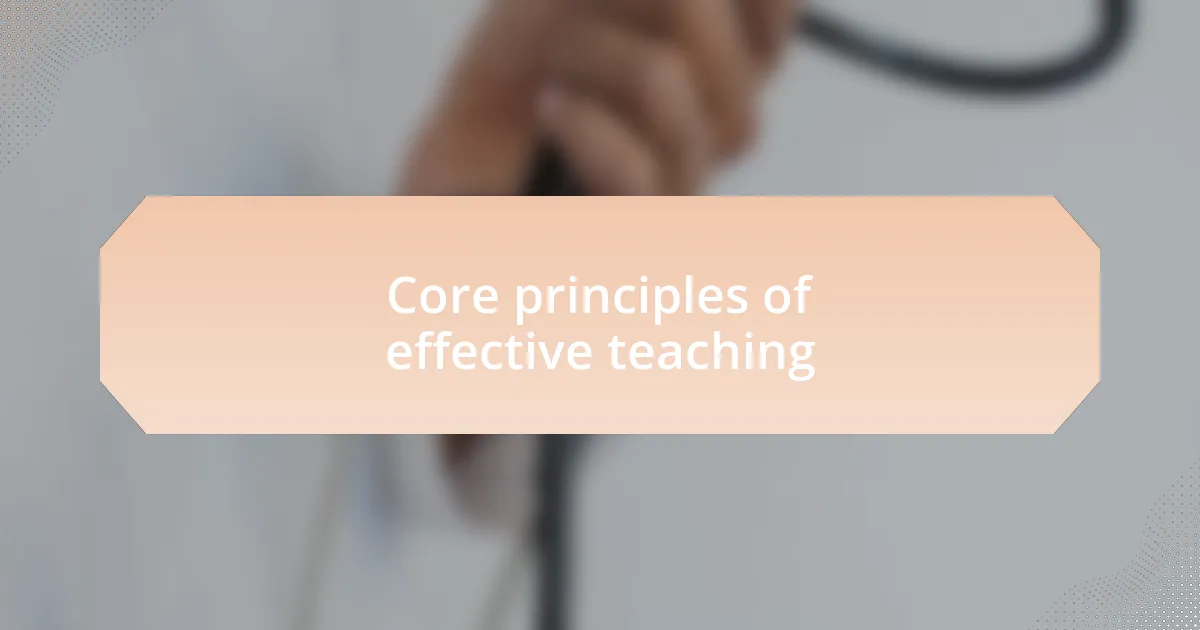 Core principles of effective teaching