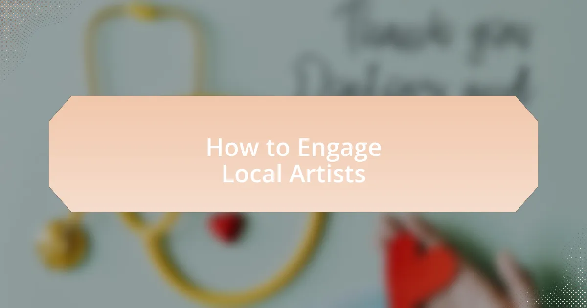 How to Engage Local Artists