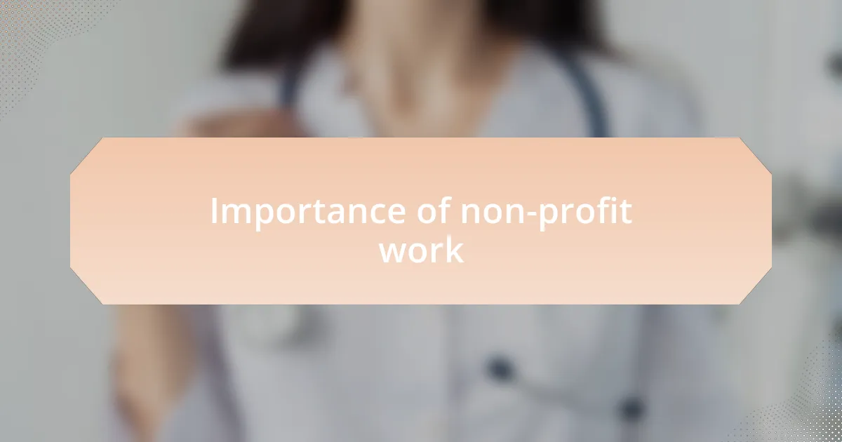 Importance of non-profit work