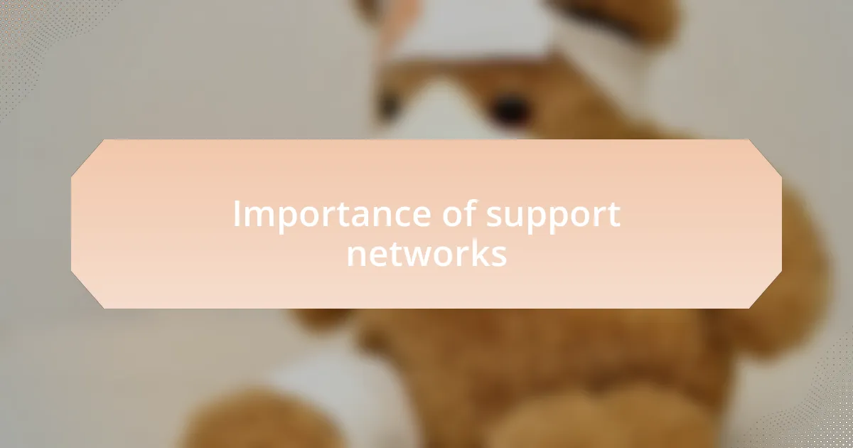 Importance of support networks