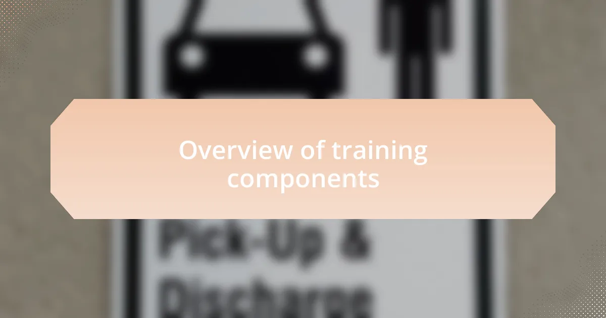 Overview of training components